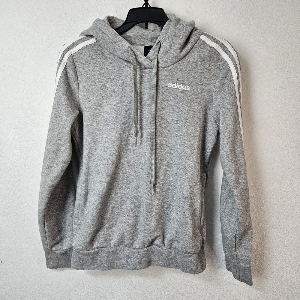 Adidas Women’s Size XS Gray / White 3-Stripe Hoodie Sweatshirt YS-725